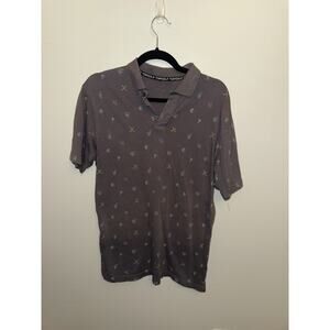 Top Golf Polo Shirt Medium Gray All Over Print Golf Drinks Clubs